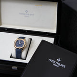 Patek Philippe Aquanaut 38 Travel Time RG Opaline Blue Gray Dial 5269R-001