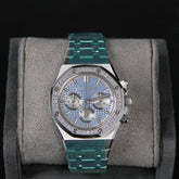 AP38 ROC Light Blue Dial Silver Chrono Diamond Bezel 26715ST.ZZ.1356ST.01