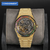 AP RO 41 Frosted YG Openworked Slate Grey Dial Rainbow Baguette 15412BA.YG.1224BA.01-B