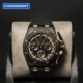 AP43 ROOC Black Ceramic Black Dial Black Chrono Leather 26420CE.OO.A127CR.01