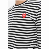 Comme Des Garcons Play Striped Long Sleeve T-shirt Black