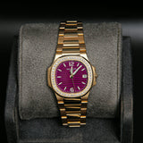 Patek Philippe Nautilus 32 Ladies RG Lacquered Purple Dial Diamond Bezel 7010/1R-013