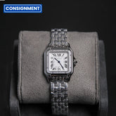 Cartier 27 Panthère Medium White Dial Diamond Bezel W4PN0018