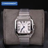 Cartier 35 Santos Medium White Dial WSSA0029