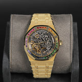 AP RO 41 Frosted YG Openworked Slate Grey Dial Rainbow Baguette 15412BA.YG.1224BA.01-B