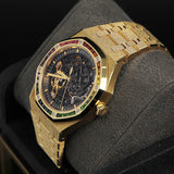 AP RO 41 Frosted YG Openworked Slate Grey Dial Rainbow Baguette 15412BA.YG.1224BA.01-B