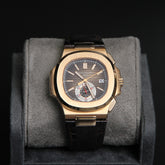 Nautilus 40 RG Chronograph Date Brown Dial Alligator 5980R-001