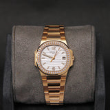Patek Philippe Nautilus 32 RG Quartz Silver Dial Diamond Bezel 7010/1R-011