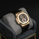Patek Philippe Nautilus 40 RG Chronograph Date Brown Dial Alligator 5980R-001