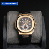 Patek Philippe Nautilus 40 RG Chronograph Date Brown Dial Alligator 5980R-001