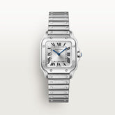 Cartier Santos Small Silver Sunray Steel Strap WSSA0082