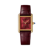 Cartier Tank Louis Cartier Large Yellow Gold Semi Matte Red Alligator Skin Leather WGTA0093