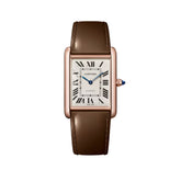 Cartier Tank Louis Cartier Large Rose Gold Semi Matte Brown Calfskin Leather WGTA0394