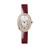 Cartier Baignoire Watch Small Rose Gold Diamonds Varnished red alligator-skin Leather WJBA0031