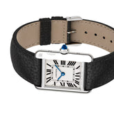 Cartier Tank Must De Cartier Small Steel Black Grained Calfskin Leather WSTA0110