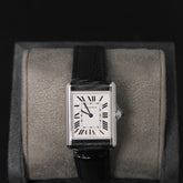Cartier Tank Must SolarBeat Large Steel Black Calfskin Leather WSTA0120