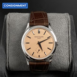 Patek Philippe Calatrava 38 Rose-gilt Opaline Dial Brown Strap 6196P-001
