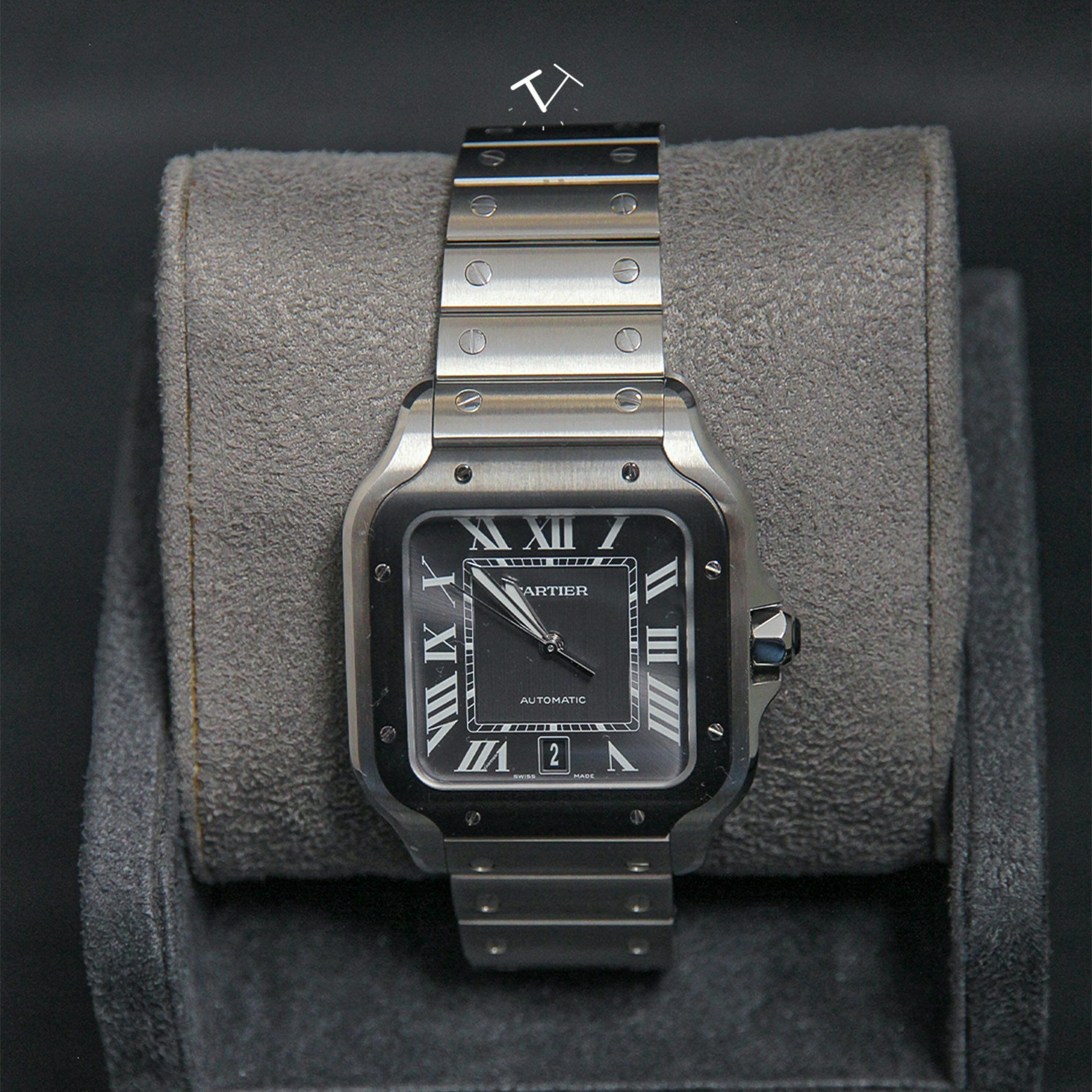 Cartier 40 Santos Large Black Dial ADLC Bezel WSSA0037