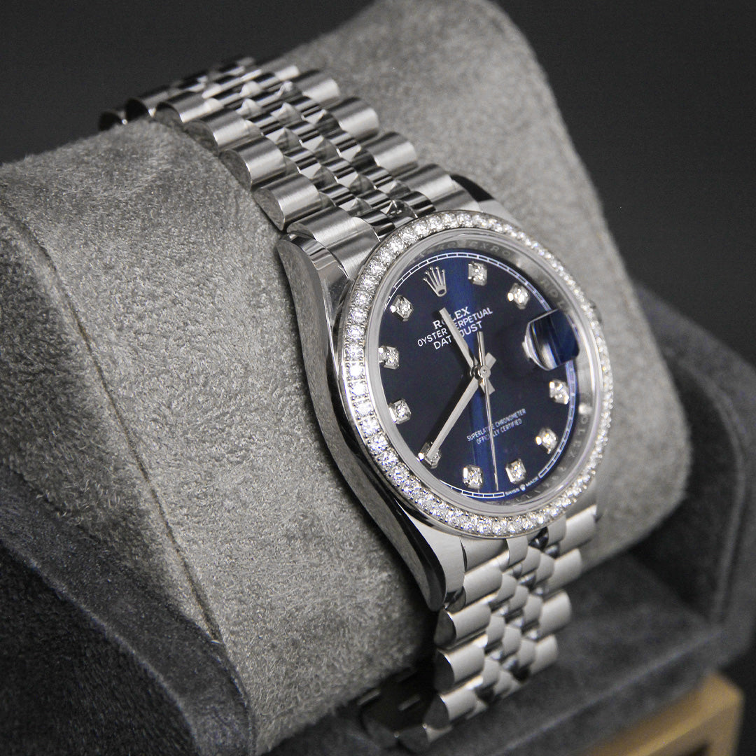 DateJust 36 Bright Blue Dial Diamond 10 Diamond Bezel 126284RBR