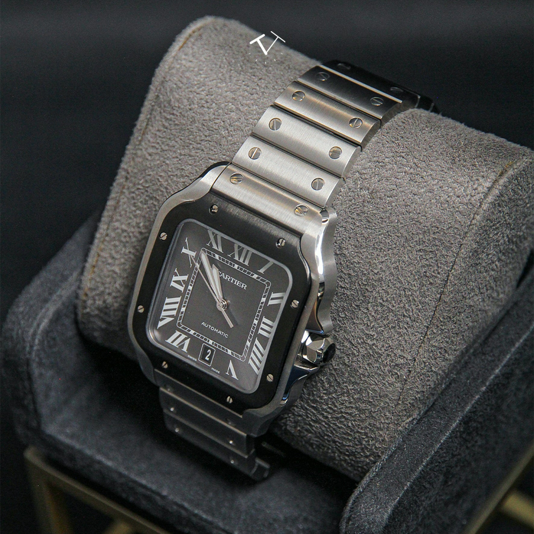 Cartier 40 Santos Large Black Dial ADLC Bezel WSSA0037