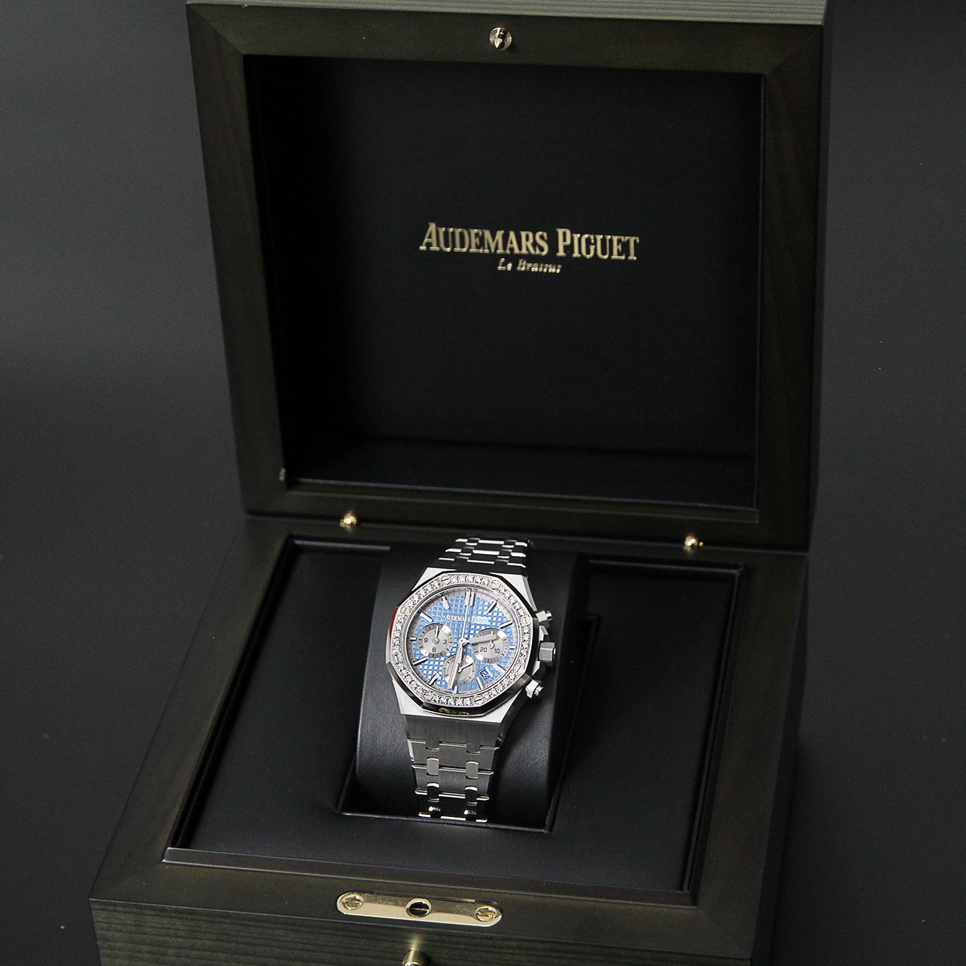 AP38 ROC Light Blue Dial Silver Chrono Diamond Bezel 26715ST.ZZ.1356ST.01