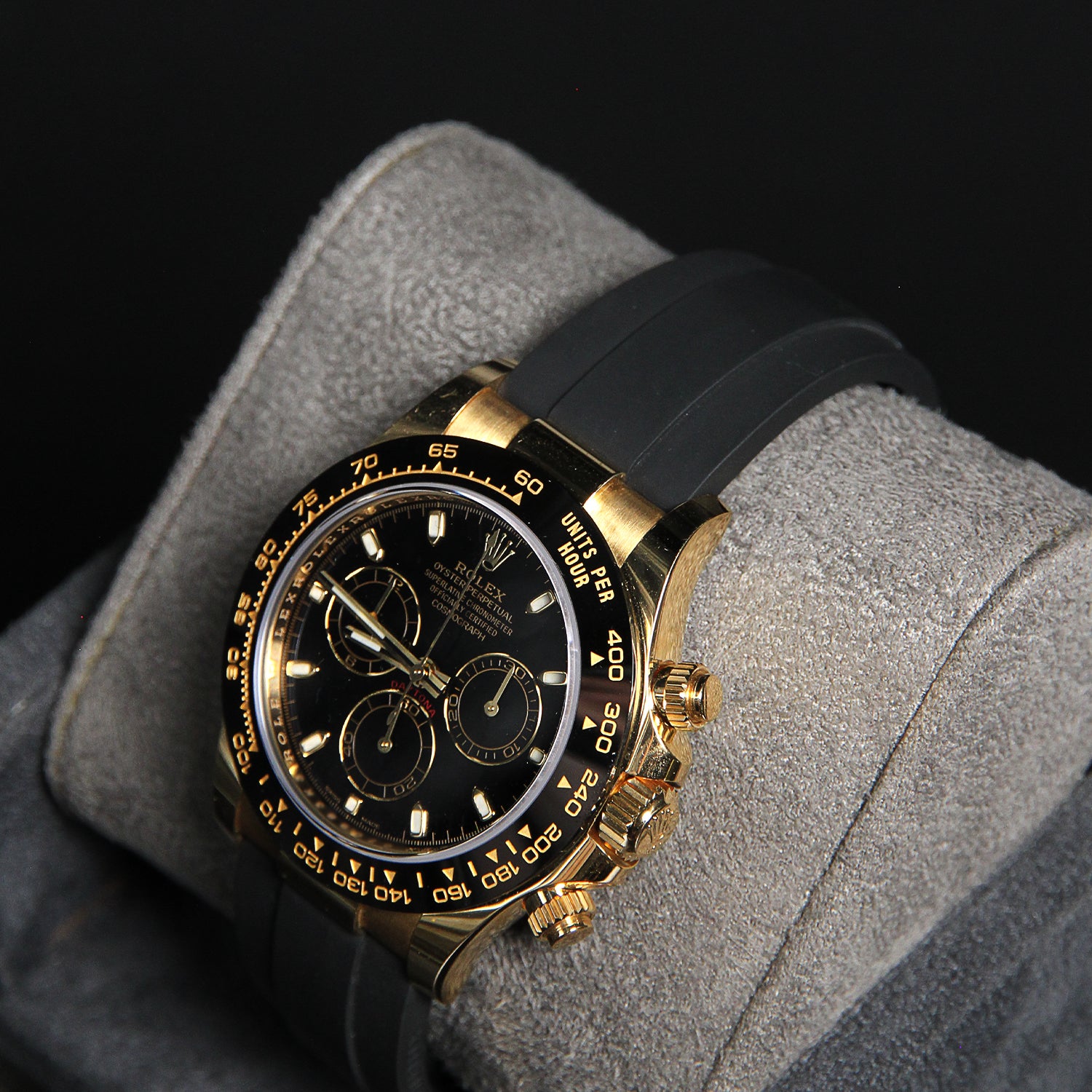 Daytona Yellow Gold Black Dial Oysterflex E+F '116518LN'