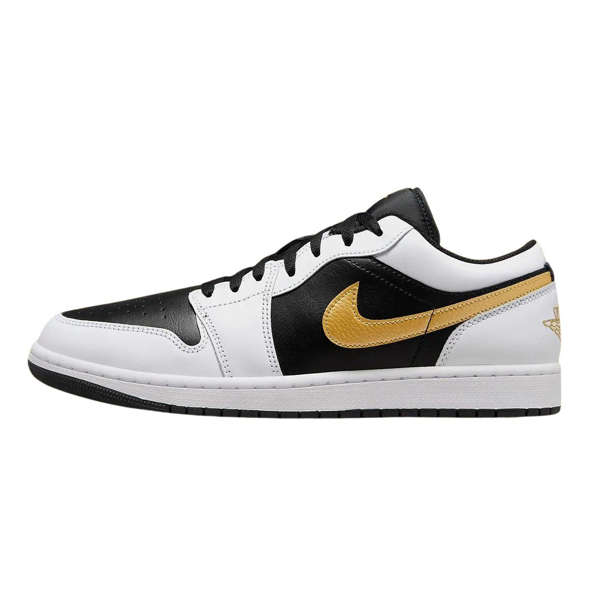 Air Jordan 1 Low White Black Metallic Gold Swoosh