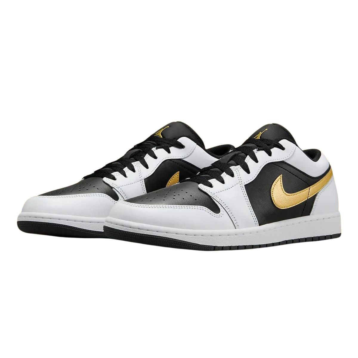 Air Jordan 1 Low White Black Metallic Gold Swoosh