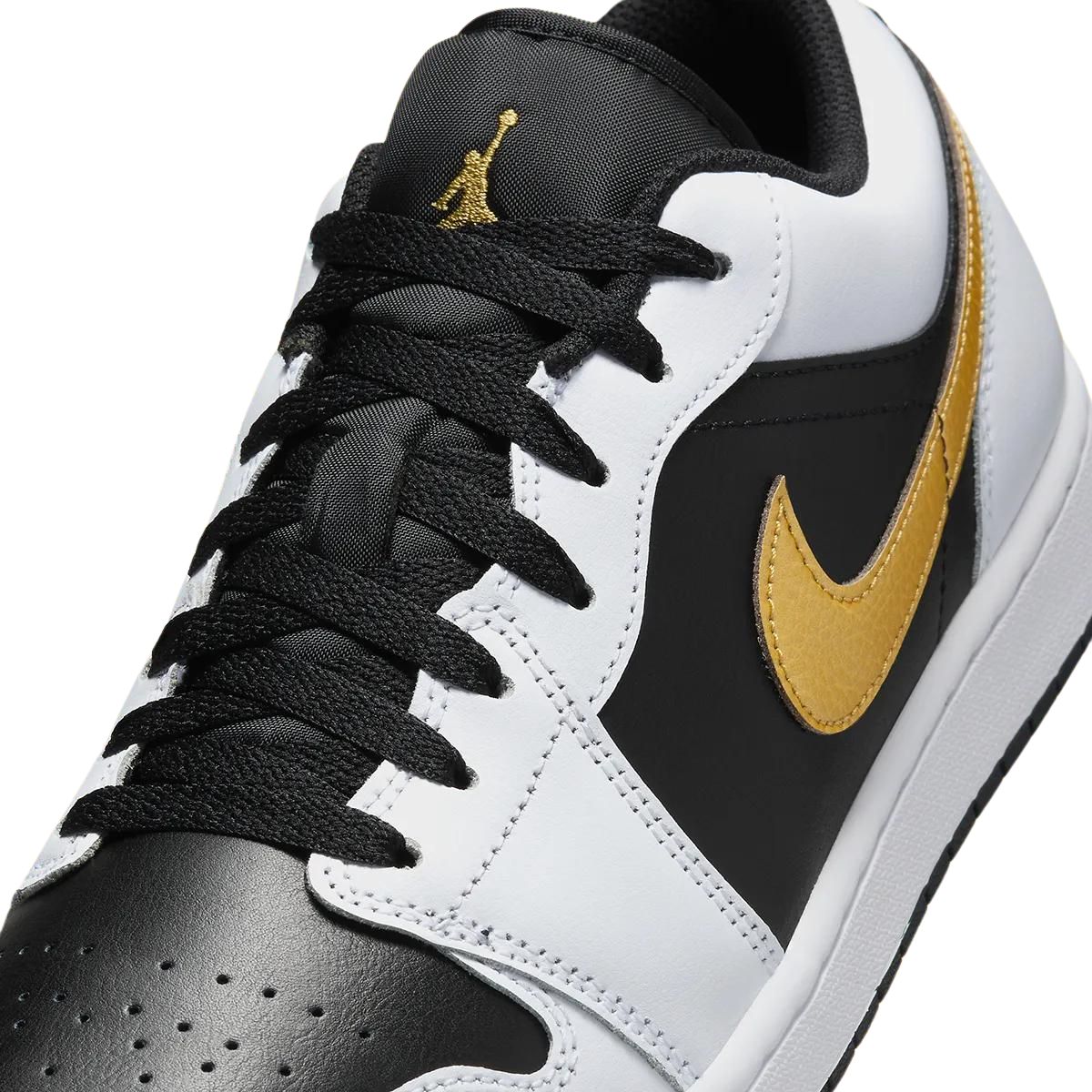 Air Jordan 1 Low White Black Metallic Gold Swoosh