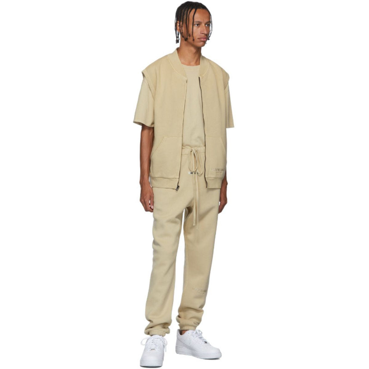 Fear Of God Beige Logo Sweatpants Embroidered