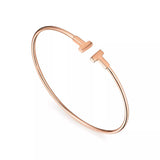 Tiffany T Narrow Wire Bracelet in Rose Gold 60010773