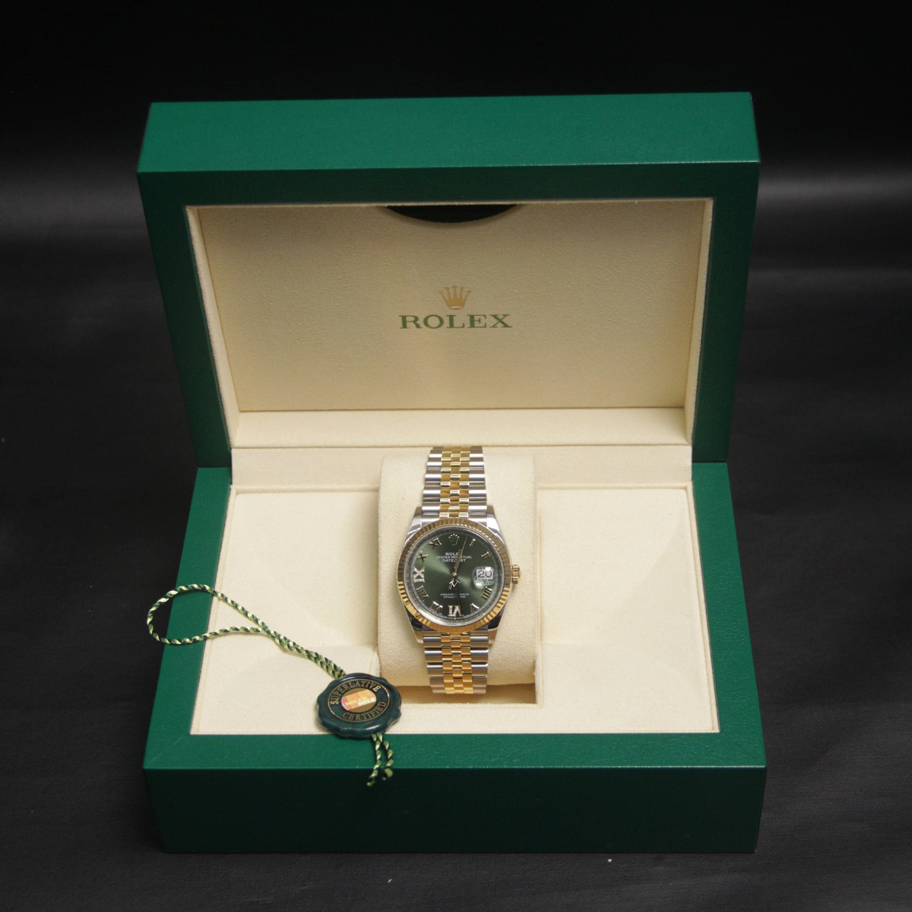DateJust 36 Olive Dial Diamond VI IX 126233