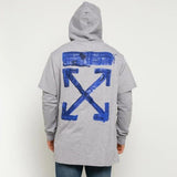 Off White Acrylic Double T-shirt Hoodie Grey Blue