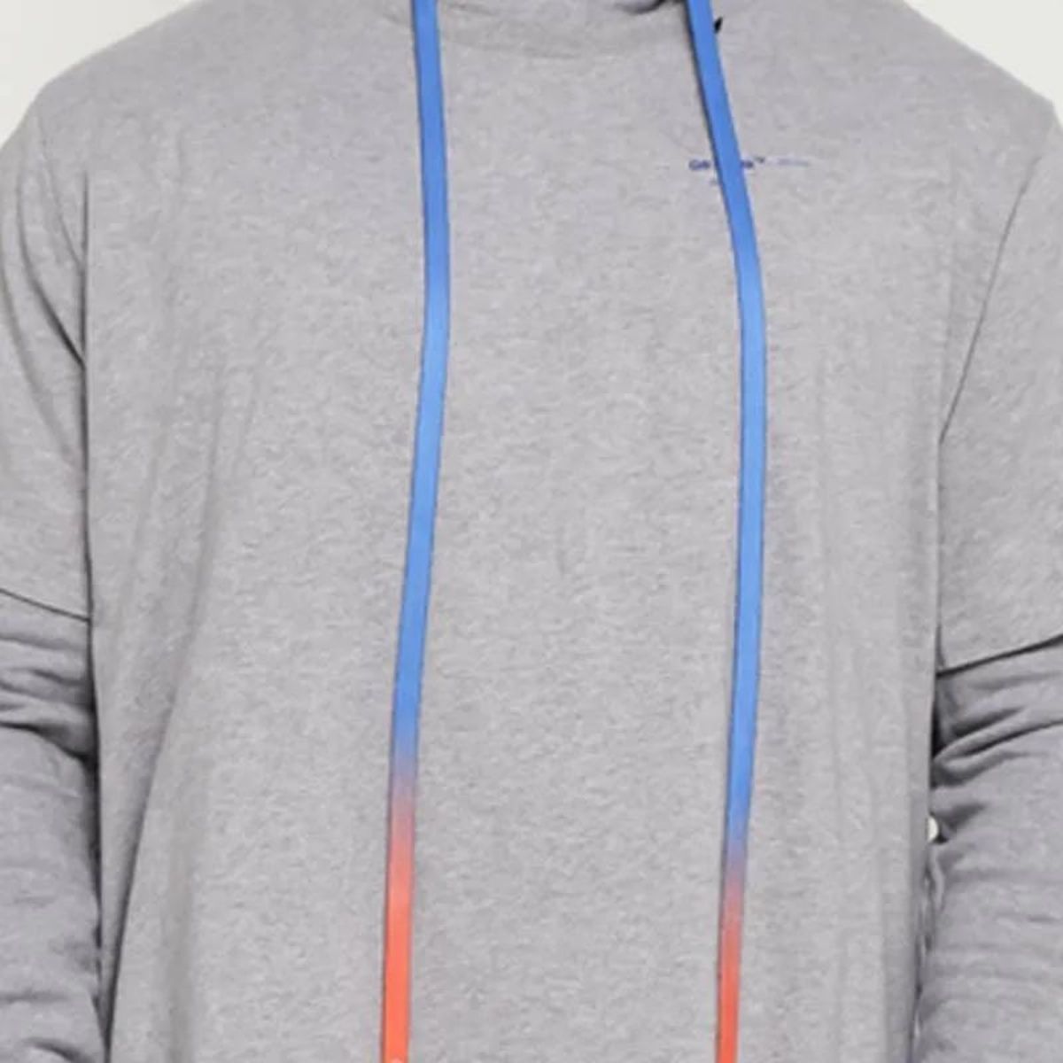 Off White Acrylic Double T-shirt Hoodie Grey Blue