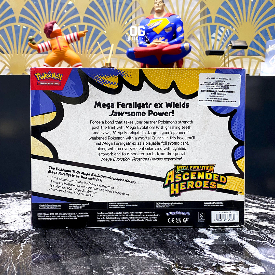 Pokemon TCG Mega Evolution Ascended Heroes Mega Meganium ex, Mega Emboar ex, and Mega Feraligatr ex Boxes