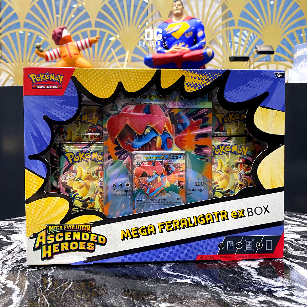 Pokemon TCG Mega Evolution Ascended Heroes Mega Meganium ex, Mega Emboar ex, and Mega Feraligatr ex Boxes
