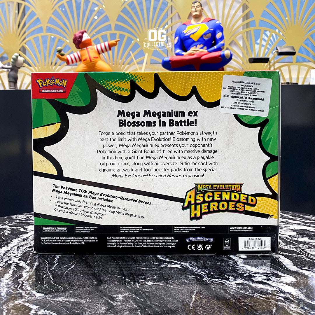 Pokemon TCG Mega Evolution Ascended Heroes Mega Meganium ex, Mega Emboar ex, and Mega Feraligatr ex Boxes