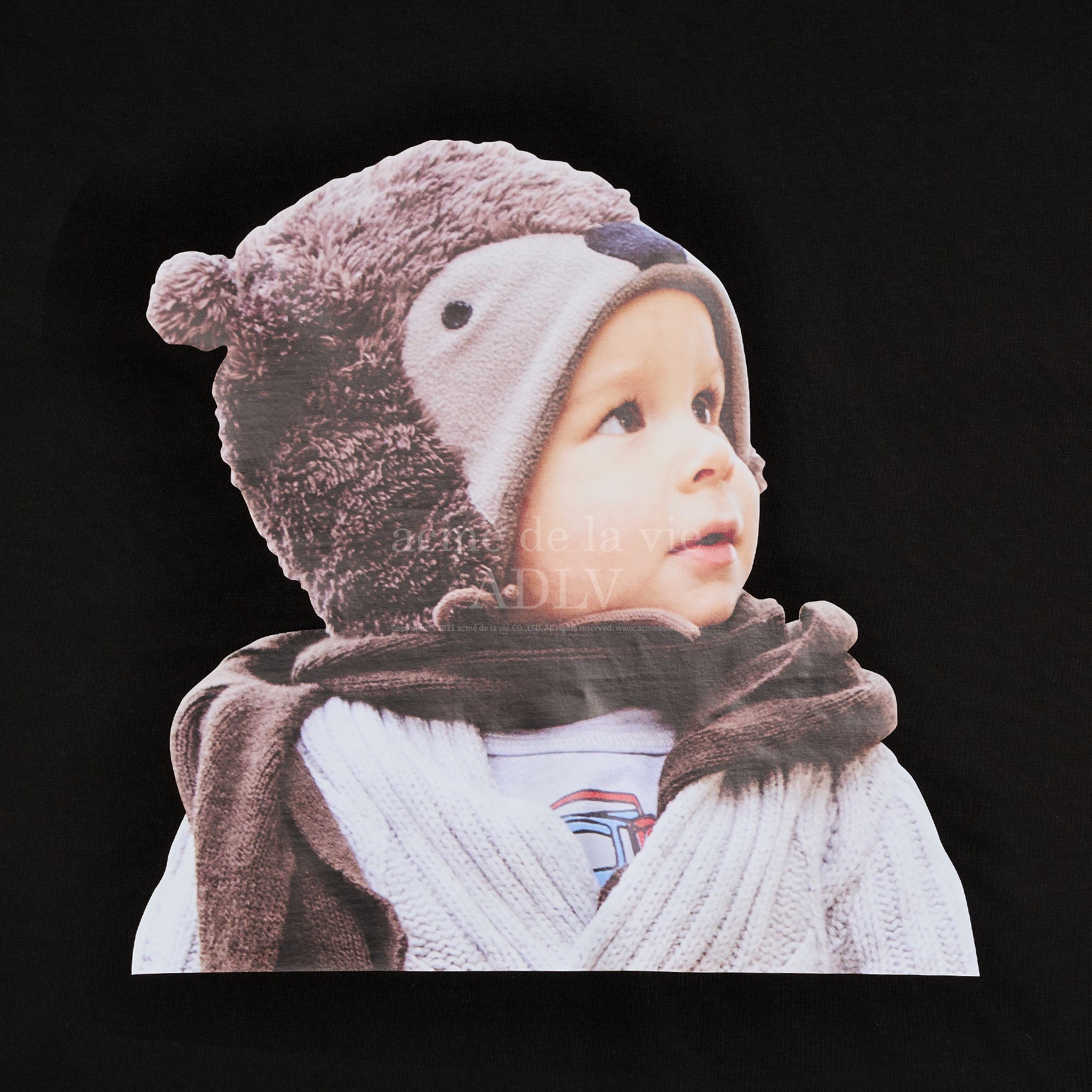 Acme De La Vie ADLV Baby Face Bear Muffler Boy T-shirt Black