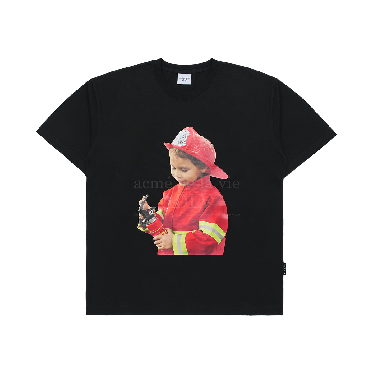 Acme De La Vie ADLV Baby Face Firefighter Boy T-shirt Black