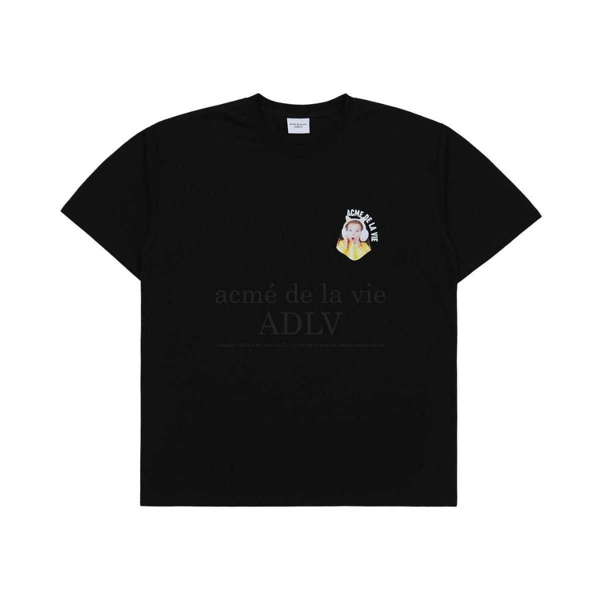 Acme De La Vie ADLV Mini Baby Face Cat Earplug T-Shirt Black