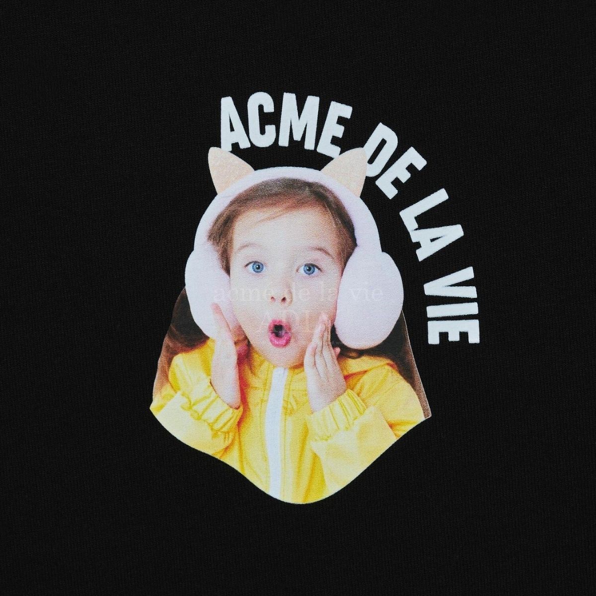 Acme De La Vie ADLV Mini Baby Face Cat Earplug T-Shirt Black