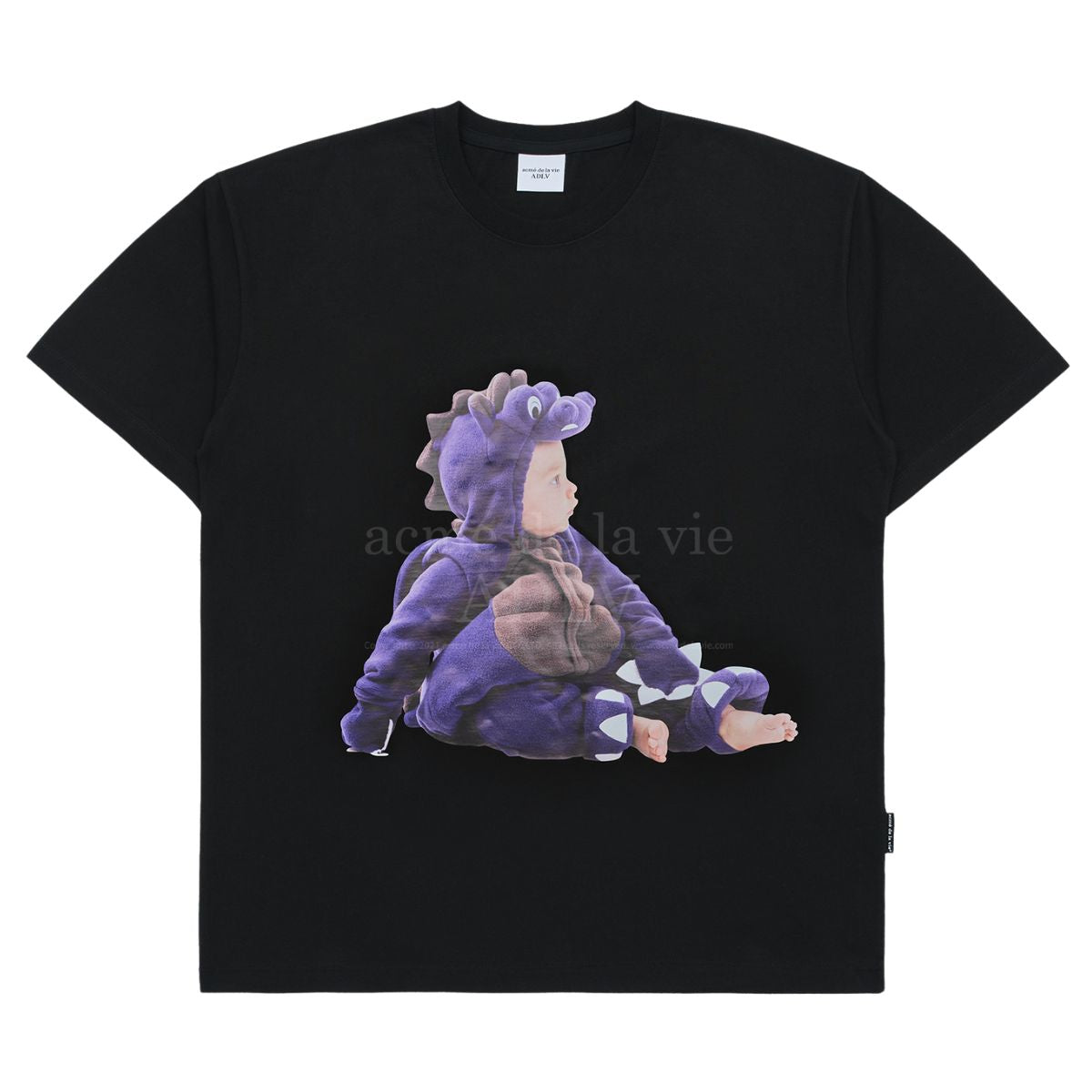 Acme De La Vie ADLV Baby Face Purple Dinosaur T-shirt Black