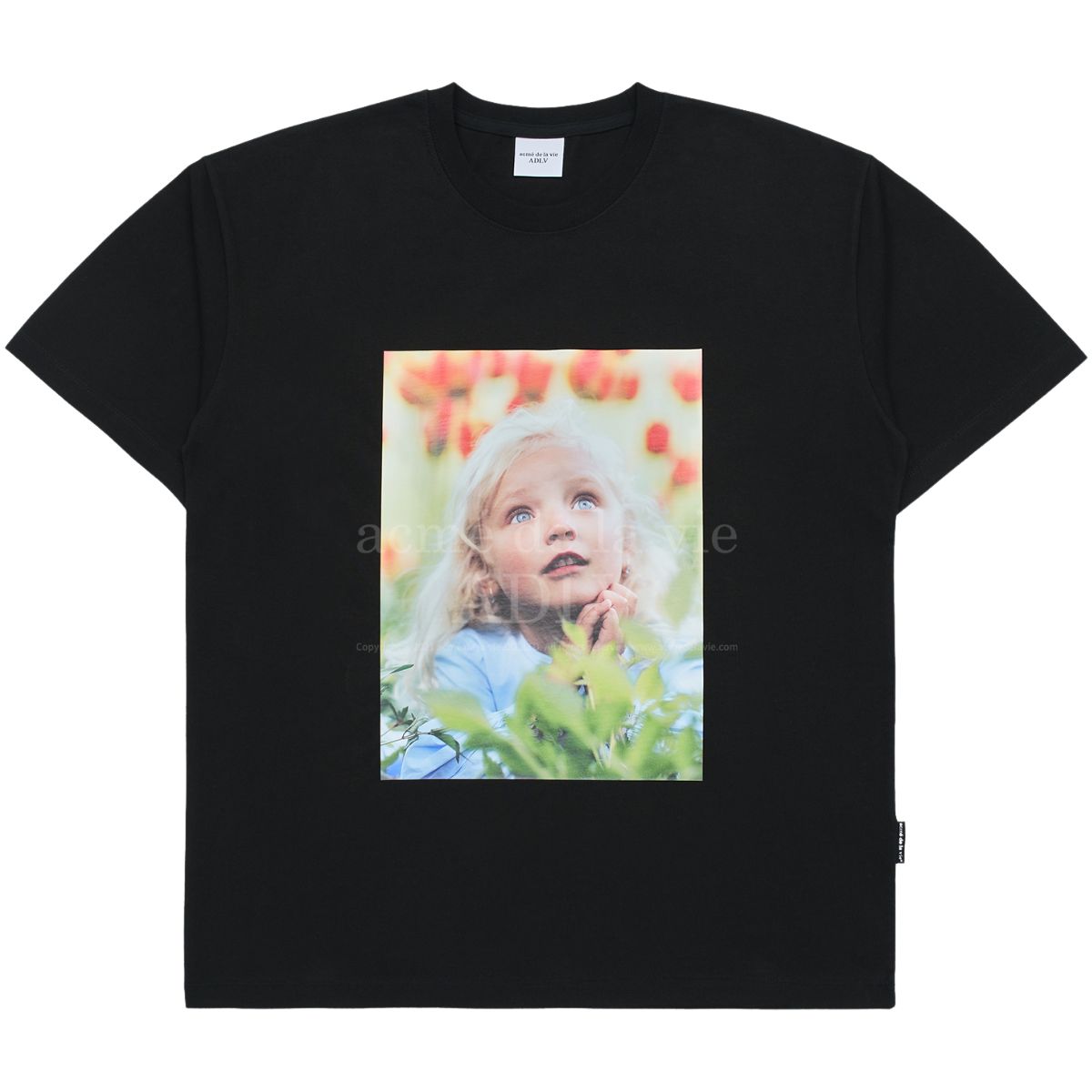 Acme De La Vie ADLV Baby Face Flower Garden Girl T-shirt Black