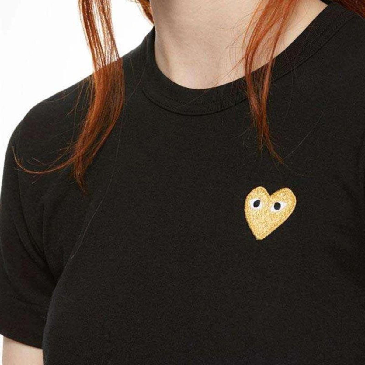 Comme Des Garcons CDG Play Gold Emblem Black T-shirt