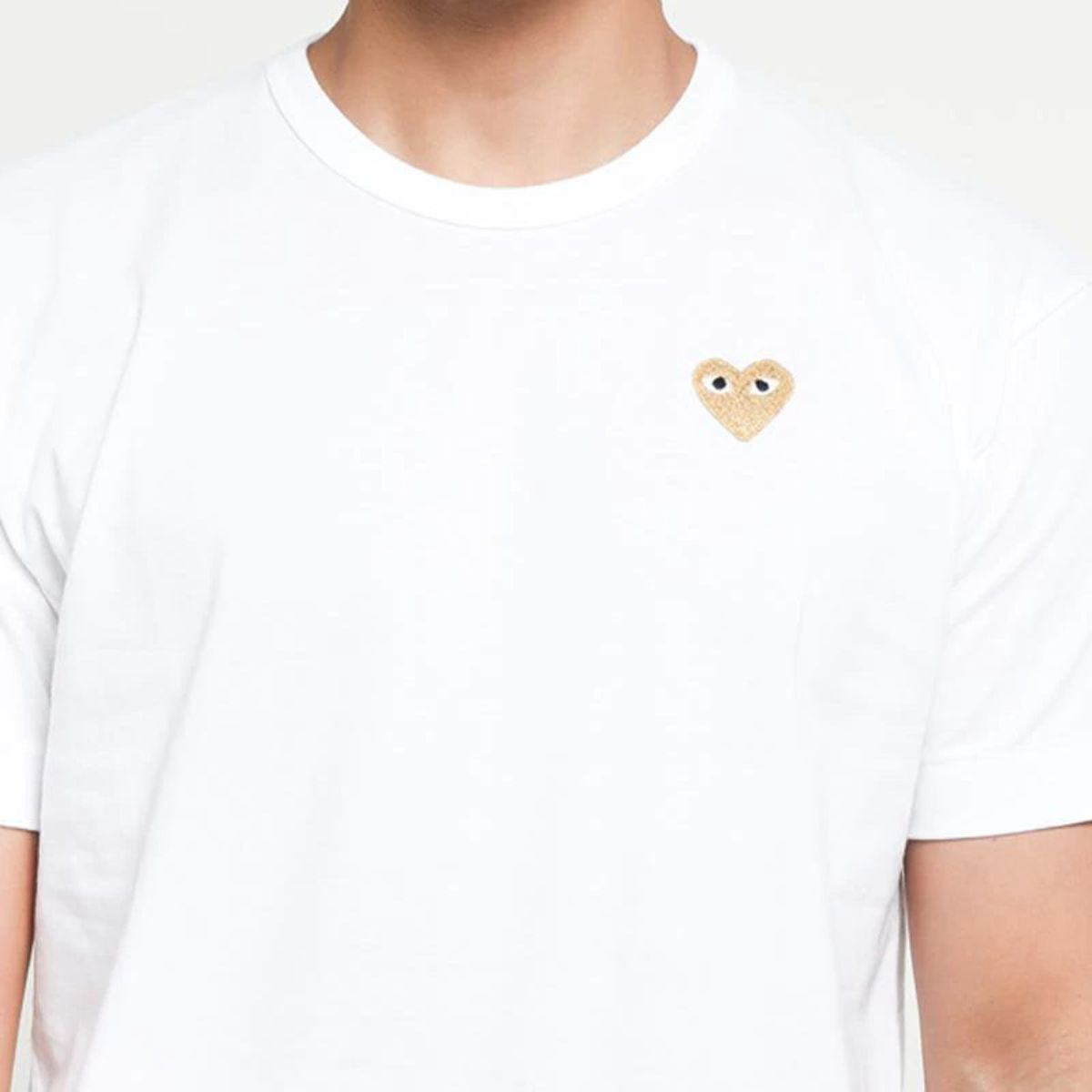 Comme Des Garcons CDG Play Gold Emblem White T-shirt