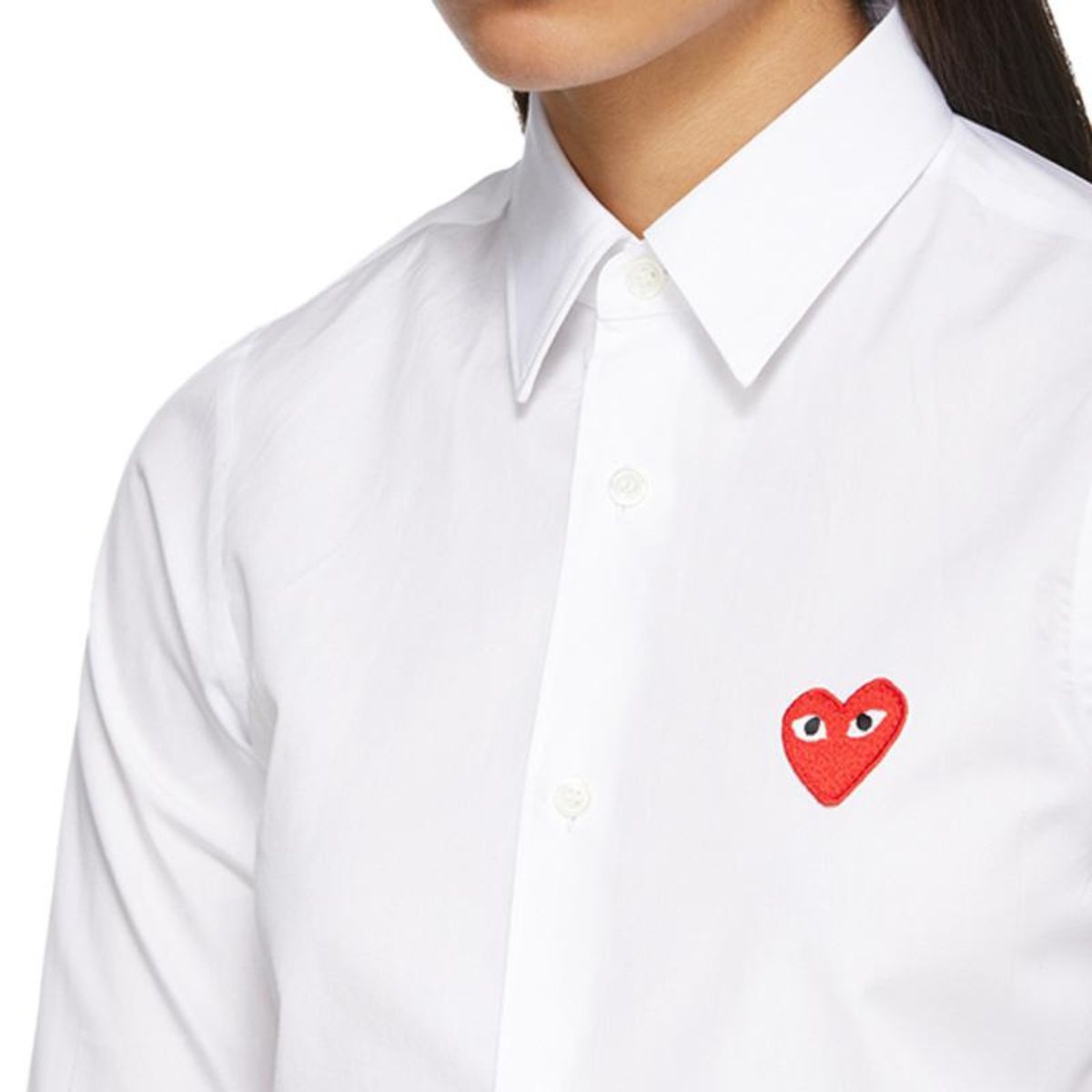 Comme Des Garcons Red Emblem White Shirt