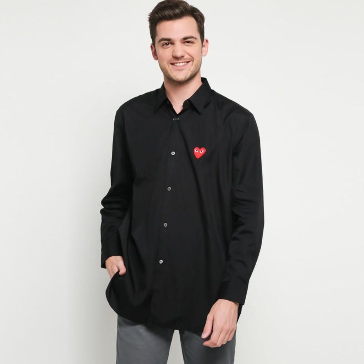 Comme Des Garcons Red Emblem Black Shirt