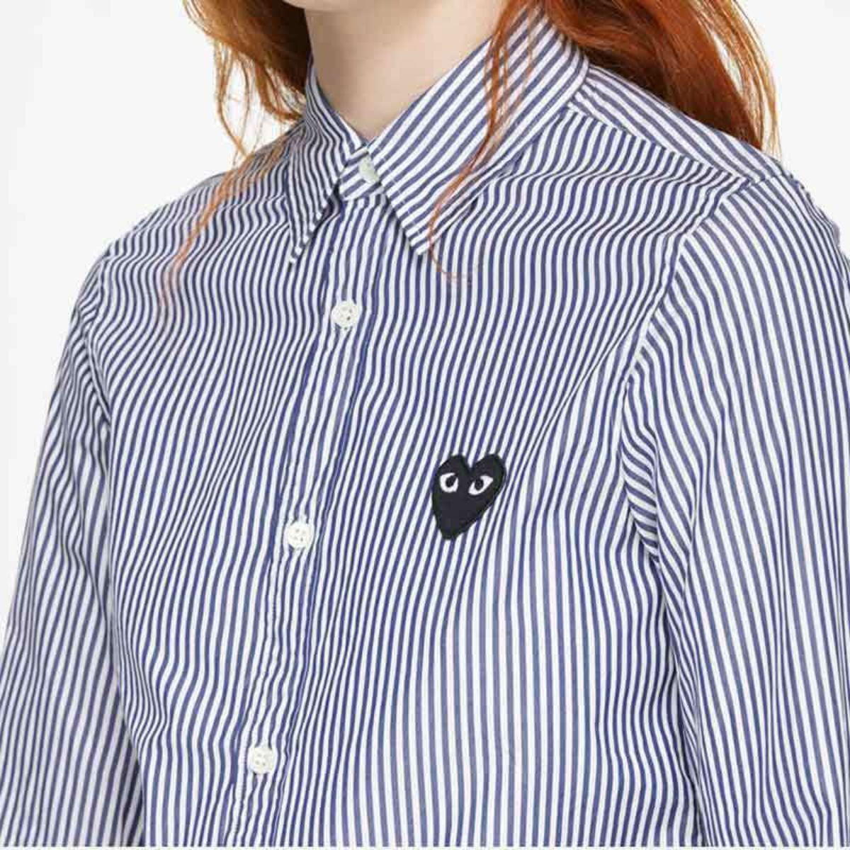 Comme De Garcons CDG Play Black Striped Panel Shirt Blue