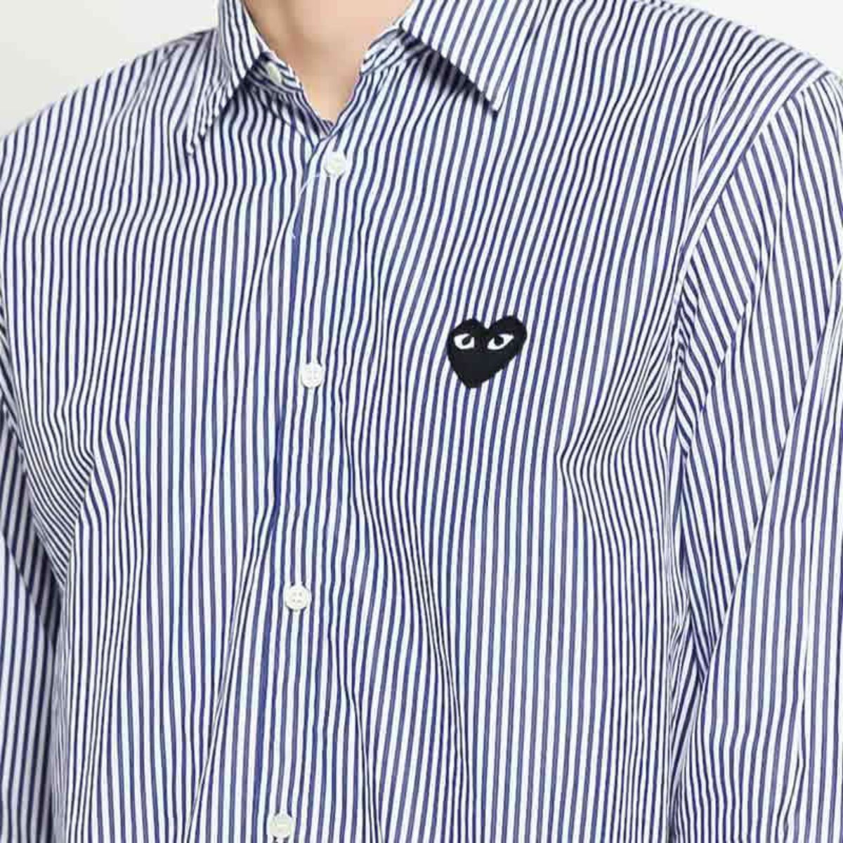 Comme De Garcons CDG Play Black Striped Panel Shirt Blue