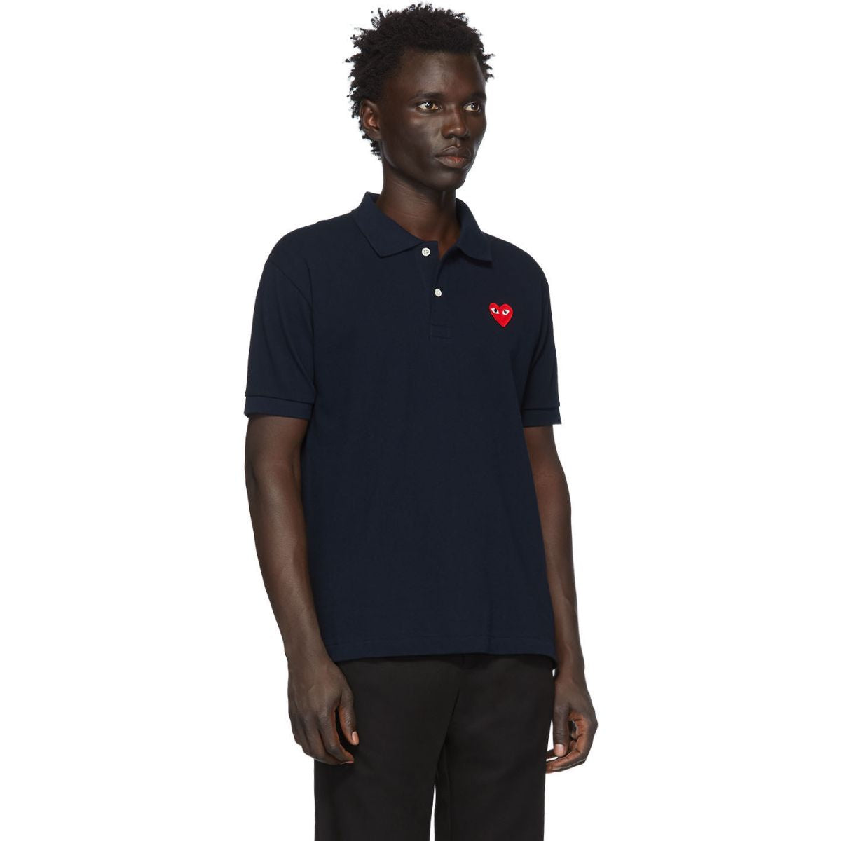 Comme Des Garcons CDG Play Red Emblem Polo Navy